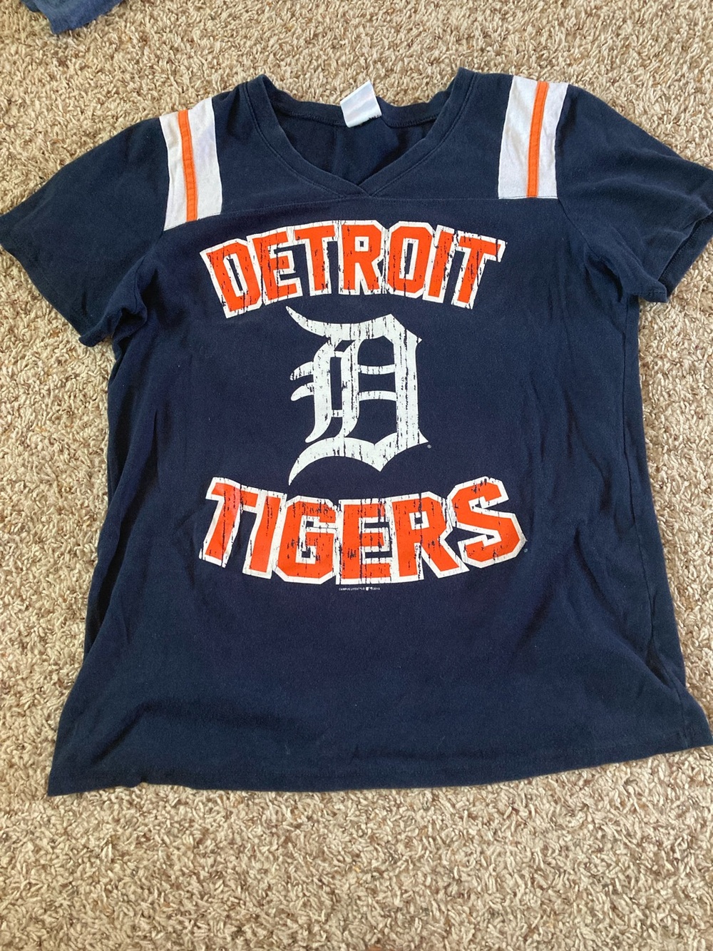 Detroit Tigers Navy Short-Sleeve V-Neck Tee